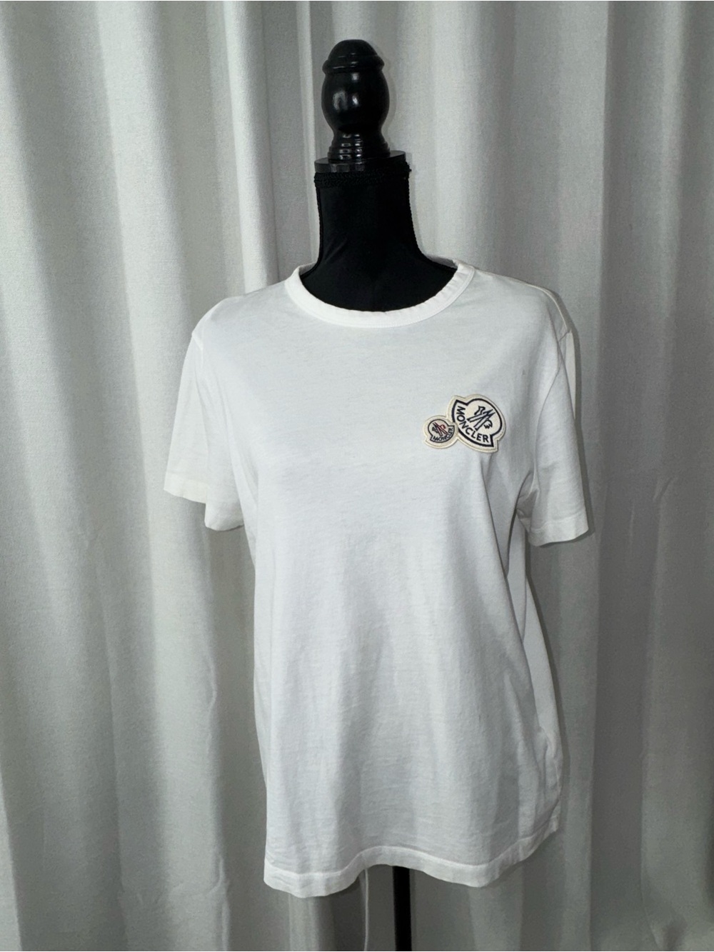 Moncler White Short-Sleeve Tee with Small Chest Patch